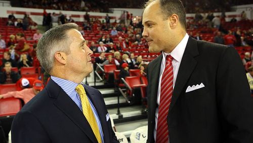 Georgia coach Mark Fox (right)  will look to improve on a 2-4 mark against Georgia Tech and coach Brian Gregory when the two basketball teams play on Dec. 19 in Athens.