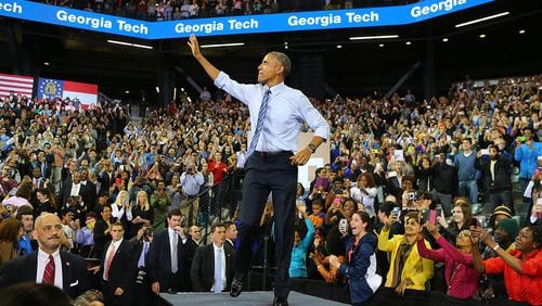 MARCH 10, 2015: President Obama returned to the Georgia Tech campus to deliver a speech about college affordability and access to higher education. (CURTIS COMPTON / ccompton@ajc.com)