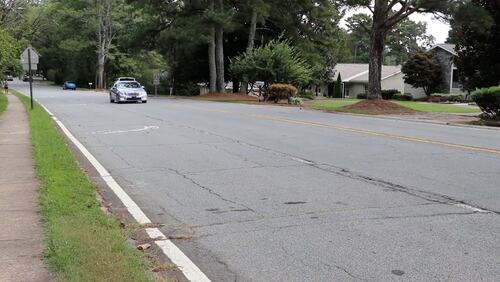A section of Mt. Vernon Road in Dunwoody does not have a sidewalk, which the city plans to add.
