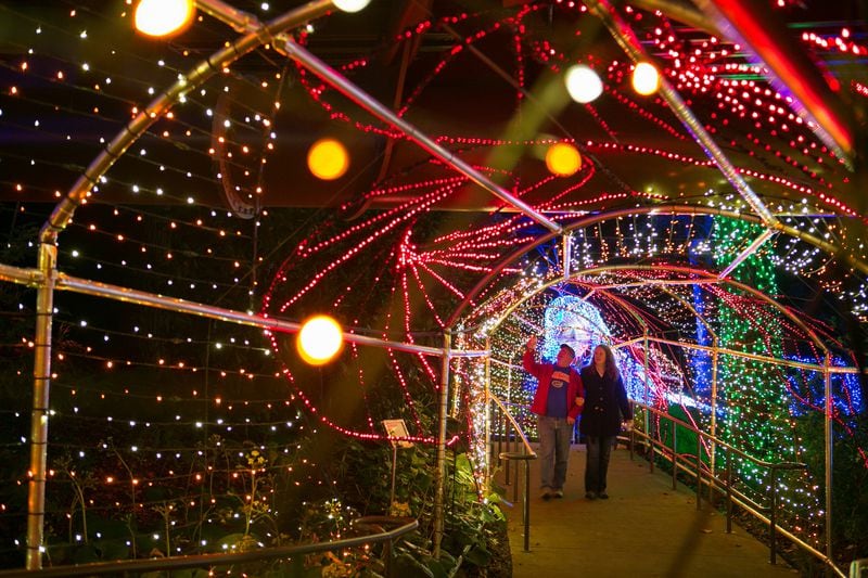 The tunnel of light is one of the attractions at the Atlanta Botanical Garden’s Garden Lights annual holiday lights event. Photo: JASON GETZ