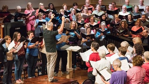 Members of eight area churches rehearse for this weekends gala Reformation Concert at Peachtree Road United Methodist Church. CONTRIBUTED
