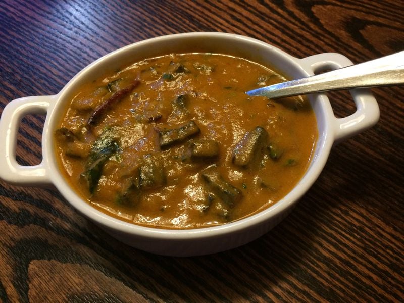 Bhindi masala (a stew of okra and tomatoes) is a vegetarian option at Pinch of Spice in Kennesaw. CONTRIBUTED BY WENDELL BROCK