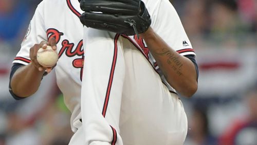 The Braves’ Julio Teheran had been scheduled to pitch Tuesday against the Mets, but had his start pushed back to Wednesday when the series opener at Citi Field was rained out. (HYOSUB SHIN / HSHIN@AJC.COM)
