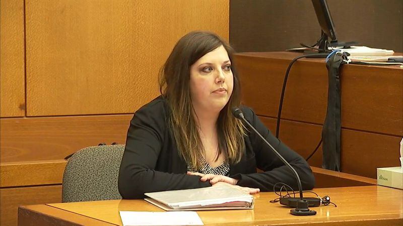 Sarah Peppers, a gunshot-residue analyst with the GBI, testifies at the murder trial of Tex McIver on March 29, 2018 at the Fulton County Courthouse. (Channel 2 Action News)