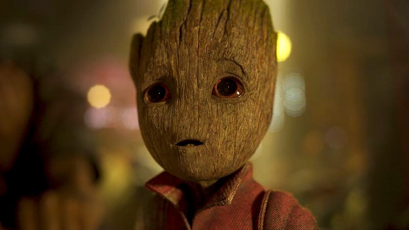 This image released by Disney-Marvel shows the character Groot, voiced by Vin Diesel, in a scene from "Guardians Of The Galaxy Vol. 2."