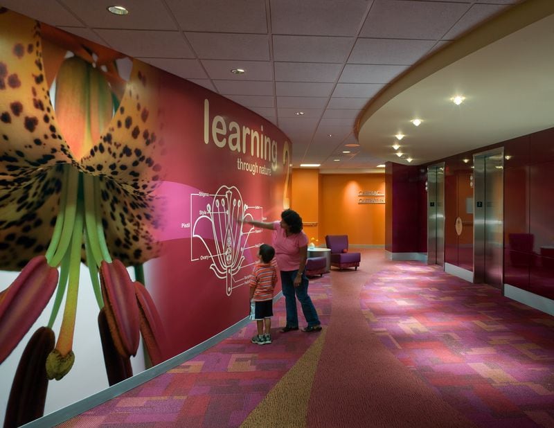This file photo shows the Discovery Wall at Elevator Lobby Located at Children’s Healthcare of Atlanta Egleston Campus.Photo Credit: Jim Roof Creative Photography
