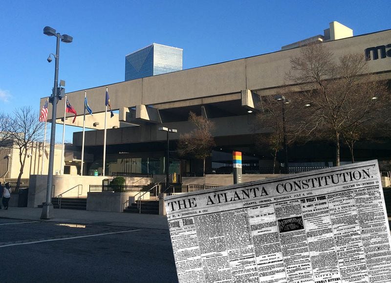 The Atlanta Constitution sat at 8 South Broad Street from around 1869 to around 1873, where the Five Points MARTA station is today. (PETE CORSON / AJC archive)