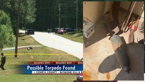 A torpedo was found in Coweta County on Thursday morning and has been taken to be destroyed.