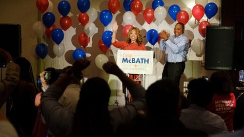 U.S. Rep. Lucy McBath switched congressional districts for the past election cycle. She still lives in Marietta in her former district, although she has said she will move into her new one based in Gwinnett County. Three other Georgians in the U.S. House also live outside their districts. The law only requires members of Congress to live in the state they represent. (Arvin Temkar / arvin.temkar@ajc.com)