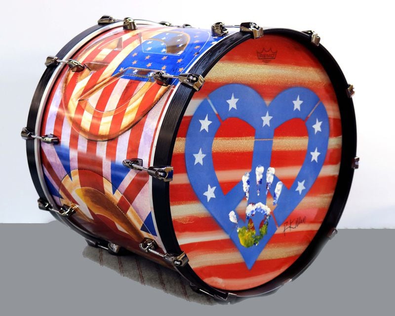 A painted drum from Def Leppard's Rick Allen.