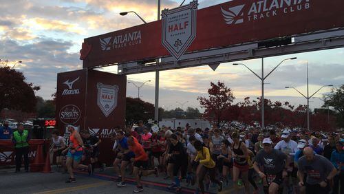 Nearly 12,000 turned out for the variety of events at the Thanksgiving Day run at Turner Field and were met with sunny skies and mild temperatures. (Photo courtesy of Atlanta Track Club)