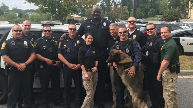 Former NBA star Shaquille O'Neal surprised Lawrenceville police officers Wednesday when he was filming a public service announcement.
