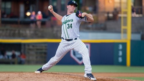 Reliever Evan Phillips made his major league debut for the Braves on Tuesday night at Yankee Stadium, then was optioned back to Triple-A on Wednesday. (Photo by Bob Chadwick courtesy of Gwinnett Stripers)