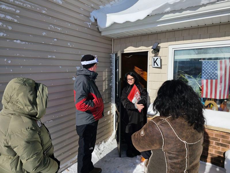 Georgia state Rep. Scott Hilton, R-Peachtree Corners, traveled to Iowa with a group of fellow Georgians who dubbed themselves “the Frozen Peaches.” He is pictured dropping drops off materials for a Haley caucus captain in Fairfax, Iowa. (Courtesy photo)