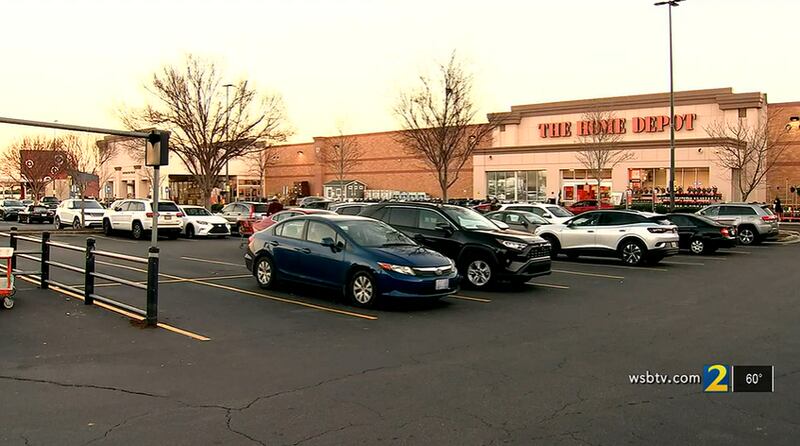 A woman was robbed outside this Home Depot along Piedmont Road on Feb. 24.