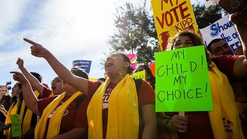 Demonstrators rally to show their support for expanding school choice options during National School Choice Week on Jan. 24, 2017, at the Texas state Capitol in Austin. (Ashley Landis/The Dallas Morning News/TNS)