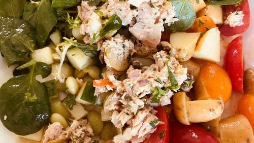 Tuna niçoise salad, with tomatoes, beans and zucchini, is among the takeout offerings at Bread & Butterfly. Bob Townsend for The Atlanta Journal-Constitution