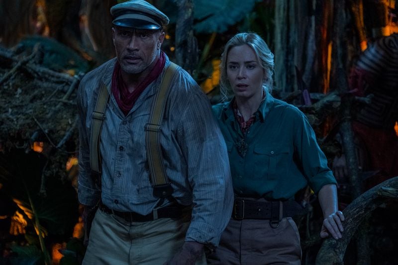 Dwayne Johnson is Frank Wolff and Emily Blunt is Lily Houghton in Disney’s "Jungle Cruise." Photo by Frank Masi. © 2021 Disney Enterprises, Inc. All Rights Reserved.