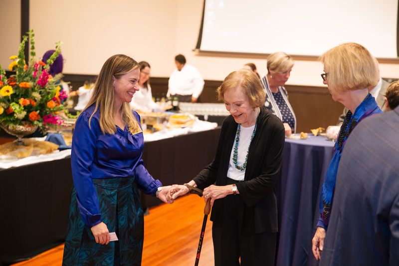 Dr. Jen Olsen (left) and Rosalynn Carter at an event together. Courtesy of Rosalynn Carter Institute for Caregivers