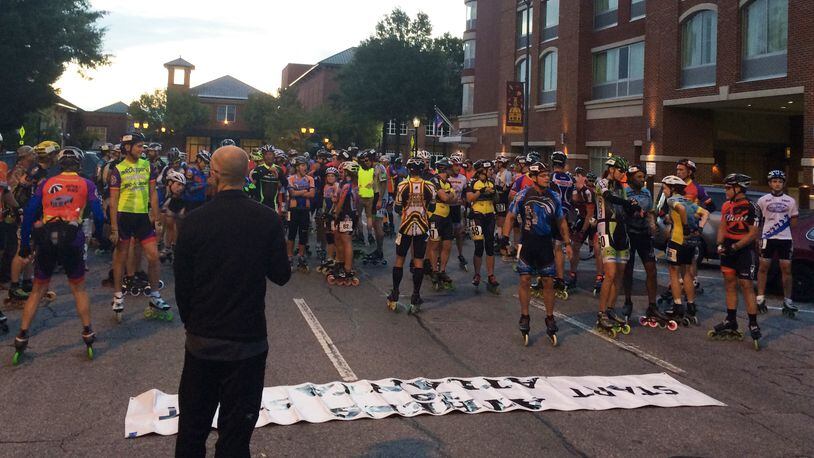 Participants prepare for the start of the 2015 Athens-to-Atlanta Road Skate. This year's 87-mile race occurs Oct. 9.