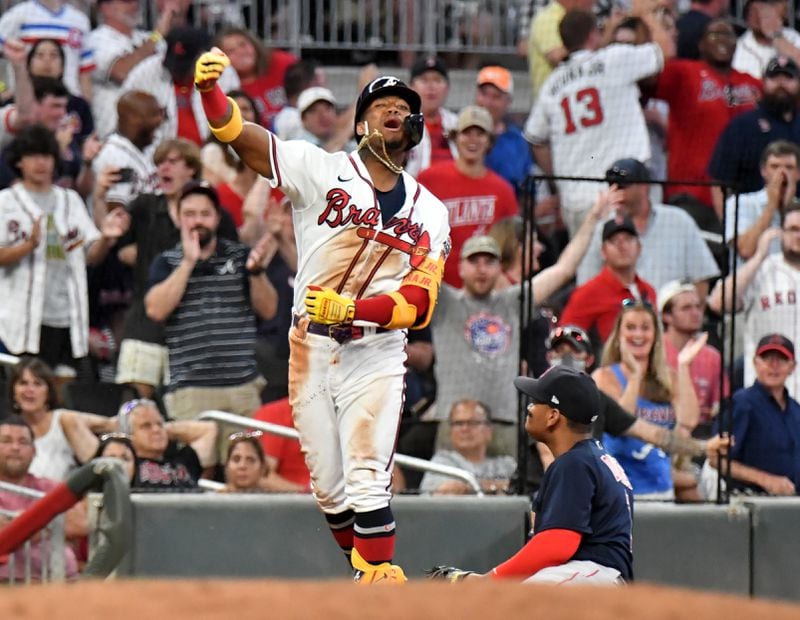 Braves star Ronald Acuna Jr. is expected to return in the first week of May, and that will be a huge boost to this lineup. (Hyosub Shin / Hyosub.Shin@ajc.com)