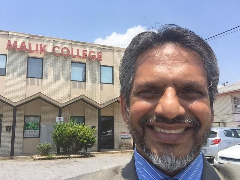 Rashid Malik was president of Malik College in Chamblee until it closed in July 2017. Malik said he was blackmailed into paying bribes for students. Malik is pictured here in Facebook photo from his public profile.