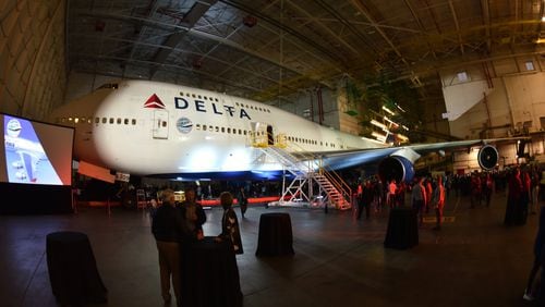 Former and current employees of Delta Air Lines were invited for farewell tour of Delta 747 at Delta TechOps on Tuesday, December 19, 2017. Hyosub Shin / hshin@ajc.com