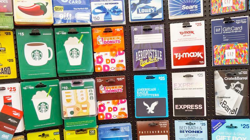 Walgreens, gift cards display. (Photo by: Jeffrey Greenberg/UIG via Getty Images)