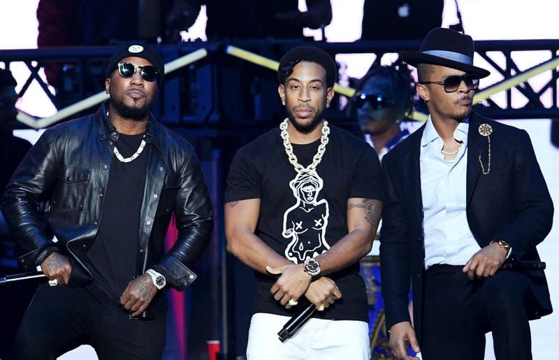 ATLANTA, GA - JANUARY 31:  (L-R) Young Jeezy, Ludacris, and T.I. perform onstage during Bud Light Super Bowl Music Fest / EA SPORTS BOWL at State Farm Arena on January 31, 2019 in Atlanta, Georgia.  (Photo by Kevin Winter/Getty Images for Bud Light Super Bowl Music Fest / EA SPORTS BOWL)