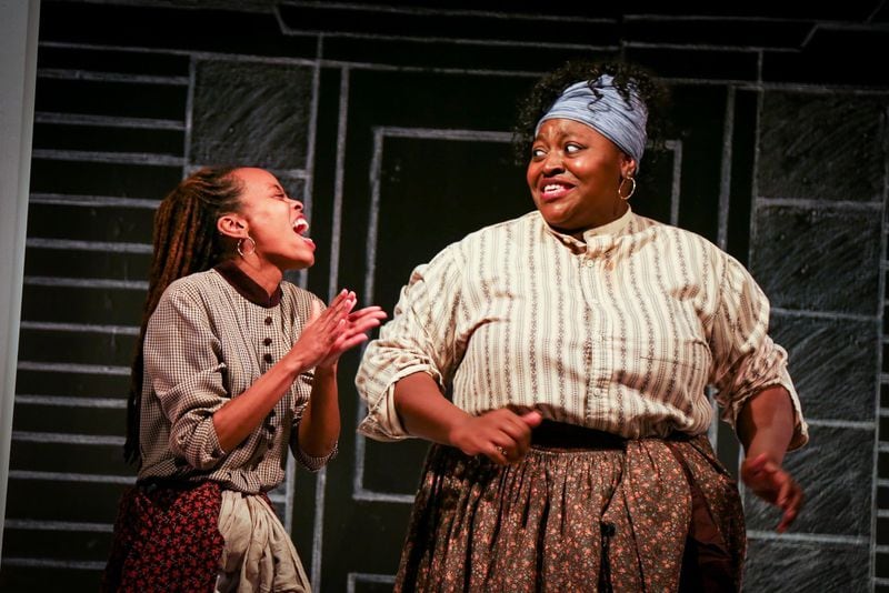 Isake Akanke and Candy McLellan play the slave girls Dido and Minnie in Branden Jacobs-Jenkins’ “An Octoroon” at Actor’s Express. CONTRIBUTED BY CASEY GARDNER PHOTOGRAPHY