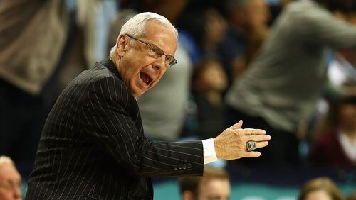 NEW YORK, NY - MARCH 09: Head coach Roy Williams of the North Carolina Tar Heels in action against the Miami (Fl) Hurricanes during the Quarterfinals of the ACC Basketball Tournament at the Barclays Center on March 9, 2017 in New York City. (Photo by Al Bello/Getty Images)