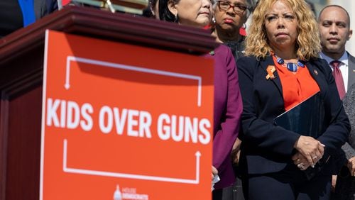 Democratic U.S. Rep. Lucy McBath of Marietta is seeking a ban on AR-15-style weapons. U.S. House Democrats are maneuvering in an attempt to force a vote on McBath's proposal and two other gun control bills. (Nathan Posner for the Atlanta Journal-Constitution)