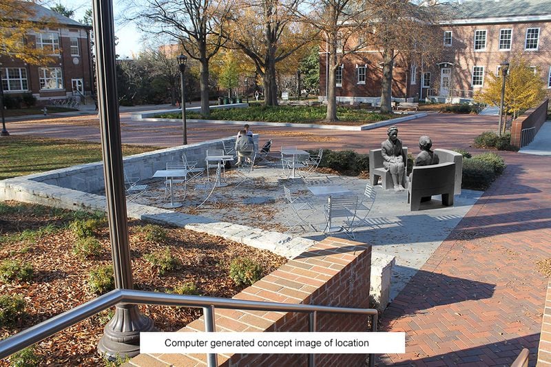 The Continuing the Conversation sculpture by Martin Dawe will sit in Harrison Square on the Georgia Tech campus.