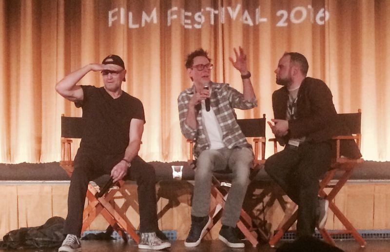  "Guardians of the Galaxy" actor Michael Rooker, from left and director James Gunn joined Atlanta Film Festival executive director Chris Escobar for a fan Q&amp;A. Photo: Jennifer Brett