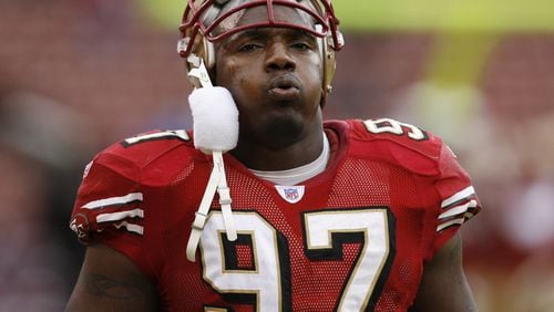 49ers defensive end Bryant Young on the sidelines as the San Francisco 49ers defeated the Houston Texans in overtime by a score of 20 to 17 at Monster Park, San Francisco, California, January 1, 2006. (Photo by Robert B. Stanton/NFLPhotoLibrary)