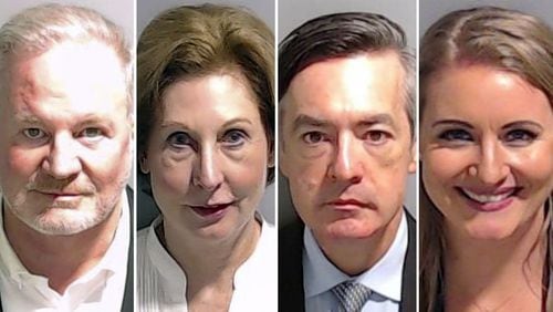 Defendants Scott Hall, Sidney Powell, Kenneth Chesebro and Jenna Ellis have all taken plea deals in the Georgia election interference case. Fulton County prosecutors brought charges against 19 defendants in the case overall, including former President Donald Trump. (Fulton County Sheriff's Office)
