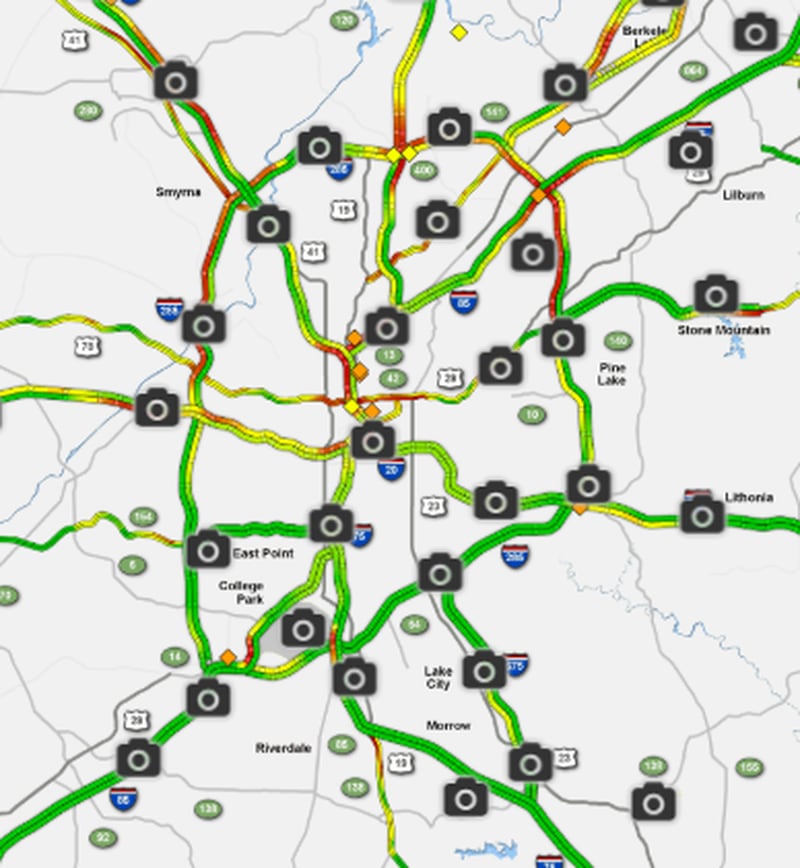 The Northern Perimeter and Downtown Connector were quickly shifting from green to orange and red around 4:45 p.m., according to the WSB 24-hour Traffic Center.