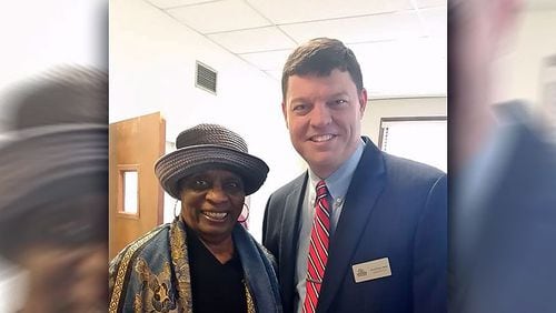 Decatur Superintendent David Dude shown here last year with former Decatur mayor and longtime city activist Elizabeth Wilson. Dude is weighing three potential scenarios for reopening Decatur schools next August. Courtesy City Schools of Decatur
