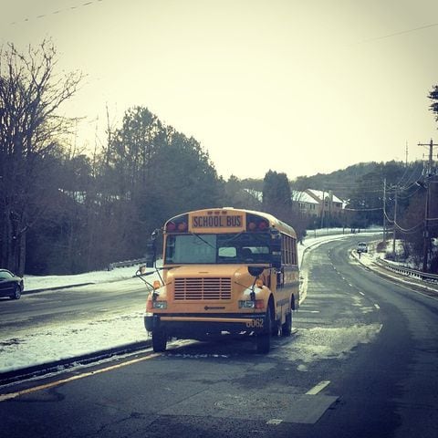 Went out and picked up my abandoned car...and I found out why the road was blocked last night and why I had to hike home. School bus stranded going the wrong way up a hill. -- @davidhuey