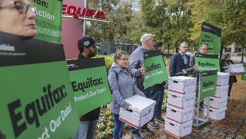News of the massive breach at Equifax led to a protest organized last year by Consumer Union calling for Equifax to work harder at protecting Americans’ data. AJC File Photo.