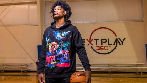 Scoot Henderson, 17, who has reclassified to graduate high school a year early and will bypass college to play professional basketball with the G League Ignite, at Next Play 360, a gym his family opened in Marietta, Ga., May 19, 2021. He would become the first player to spend two years with the team, which is designed to offer elite prospects an alternative to playing in college or overseas before becoming eligible for the NBA draft. (Lynsey Weatherspoon/The New York Times)