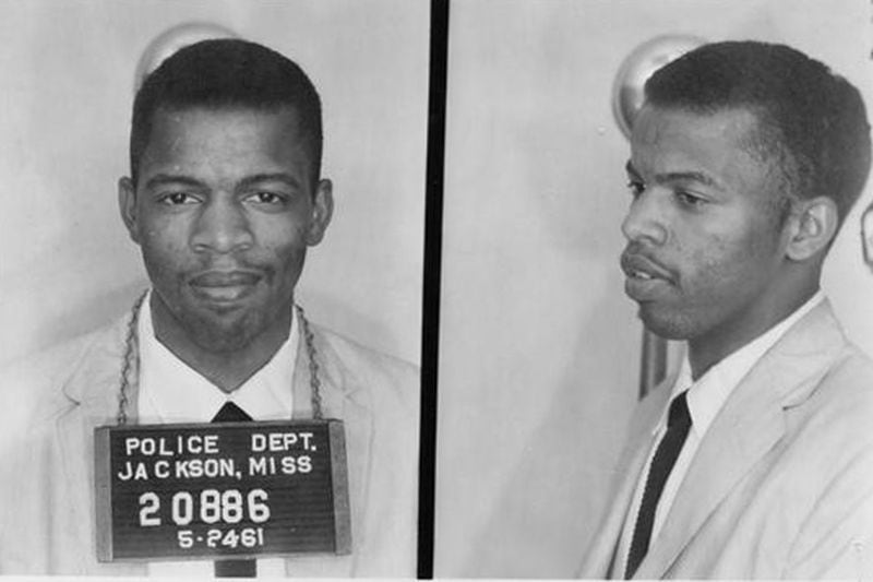 John Lewis was booked in 1961 in Jackson, Miss. during the Freedom Rides for using a "white" restroom. He was arrested 45 times over his lifetime. (Jackson Police Department)