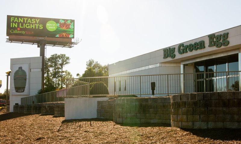 The headquarters building for Big Green Egg overlooks I-85 near Spaghetti Junction. 