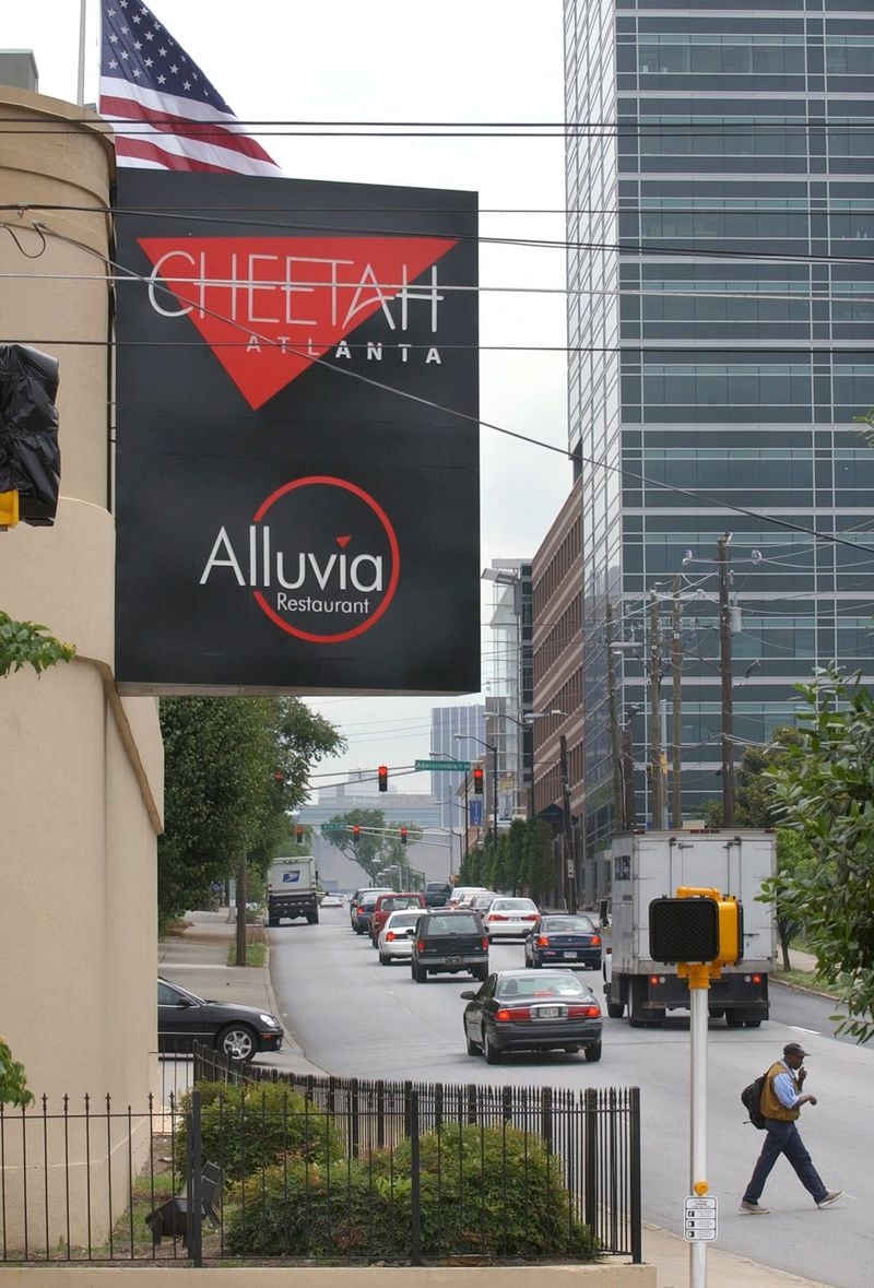 The Cheetah, located at 887 Spring Street in Atlanta, looking toward downtown. (RICH ADDICKS/AJC staff)