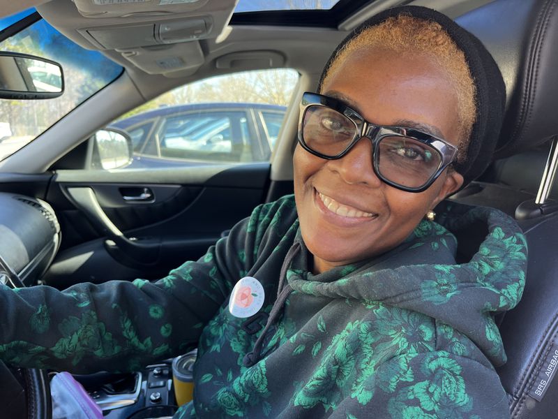 Jenolee Lindsay, a Gwinnett County voter, said she would have liked better options than Donald Trump or Joe Biden, but she voted anyway Tuesay at Hamilton Mill Christian Church in Gwinnett County.