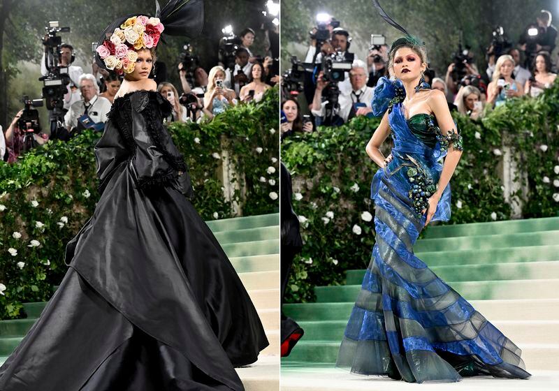 Zendaya sports two fashion looks as she attends The Metropolitan Museum of Art's Costume Institute benefit gala celebrating the opening of the "Sleeping Beauties: Reawakening Fashion" exhibition on Monday, May 6, 2024, in New York. (Photos by Evan Agostini/Invision/AP)