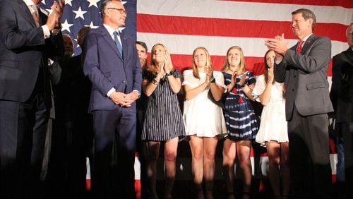 Lt. Gov. Casey Cagle wins a round of applause after pledging to support Republican gubernatorial nominee Brian Kemp at a unity at the Hilton Atlanta Northeast on Thursday. Jenna Eason, Jenna.Eason@coxinc.com