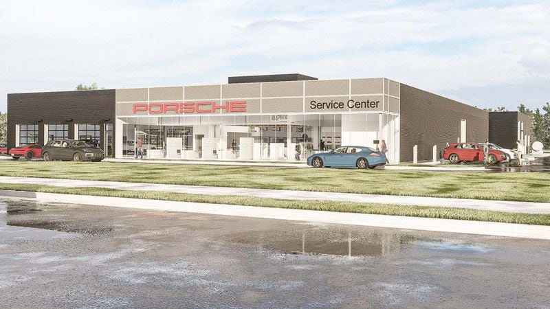 Rendering of Porsche's planned service center. PORSCHE