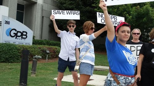 SaveWRAS supporters protested outside GPB headquarters last June. CREDIT: Rodney Ho/rho@ajc.com