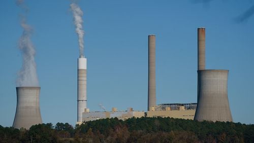 Plant Scherer, a massive coal-fired power plant located near Juliette, Georgia, is shown. Georgia Power is seeking to shutter most of its coal plants in the coming years. (Elijah Nouvelage for The Atlanta Journal-Constitution)
